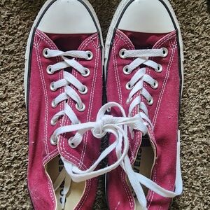 Converse Burgundy Canvas Sneakers For Men And Women
